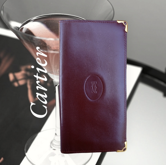 💯 CARTIER Wallet mast line Bordeaux leather Authentic - Picture 14 of 14